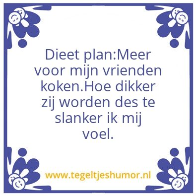 Tegeltje: Dieet plan: