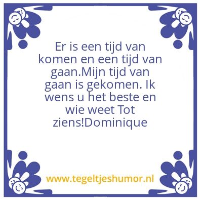 Tegeltje: afscheid