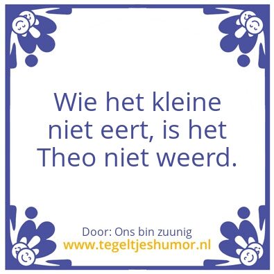 Tegeltje: zuunig