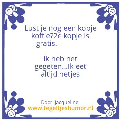 Tegeltje: Eten en drinken