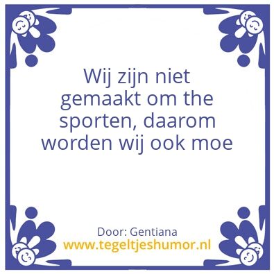Tegeltje: Sporten