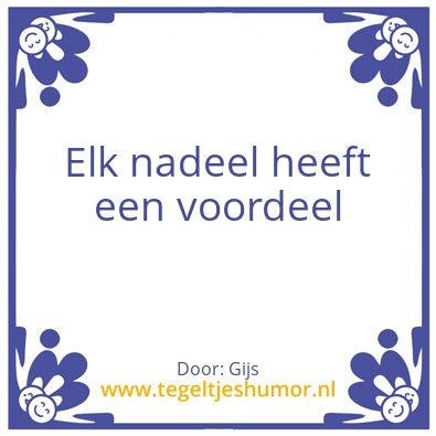 Tegeltje: Nadeel