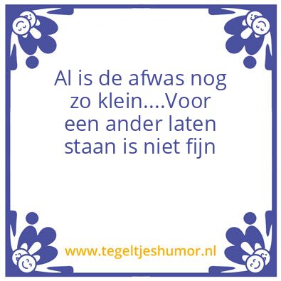 Tegeltje: Afwas