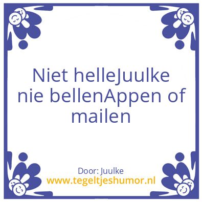 Tegeltje: Niet bellen