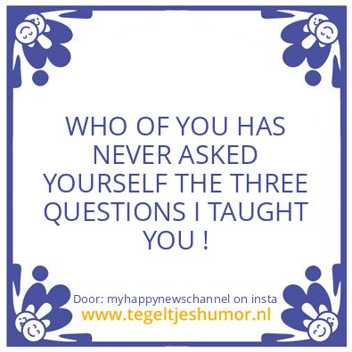 Tegeltje: THE QUESTIONS I TAUGHT YOU !